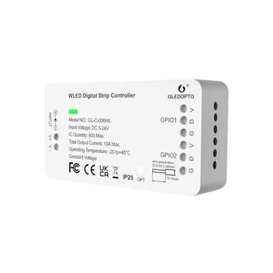 GLEDOPTO WLED Pre-Installed ESP8266 LED Strip Controller Over 100 Dynamic Lighting DIY WiFi APP Control 800 IC RGB IC for WS2812B WS2811 SK6812 TM1814 WS2813 WS2815 Addressable FCOB LED Light Strip