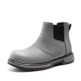 NORTIV 8 Slip On Work Boots for Men Steel Toe Waterproof Safety Construction Boots for Men,Size 11,GREY,SNIC2427M