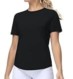 THE GYM PEOPLE Women's Workout Short Sleeve Breathable T-Shirts Athletic Yoga Tee Tops Black