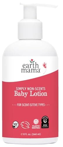 Earth Mama Simply Non-Scents Baby Lotion for Dry Skin, Calendula Cream for Newborn Skin Care, Organic Moisturizer for Children with Aloe Juice, Rooibos, & Shea Butter, Fragrance Free, 8-Fluid Ounce