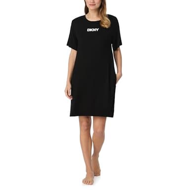 DKNY Womens Sleepwear & Loungewear - Next Gen Classics Collection - Soft Jersey Sleep & Lounge Shirt Nightshirt Lightweight & Breathable Nightgowns for Women, Black, XL