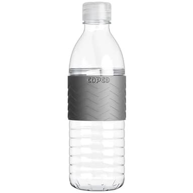 Copco Hydra Water Bottle with Spill-Resistant Lid, 16.9 oz - Reusable Tritan Non-Slip Sleeve, Twist-Open Body - BPA-Free, Leak-Proof, Durable & Portable for Gym, Office, School (Gray)