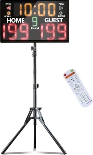 YZ Bigger LED Digital Scoreboard, Portable Scoreboard Basketball with Timer Clock, Electronic Scoreboard with Remote, Tabletop Scoreboard Clock, Score Keeper for Outdoor Game