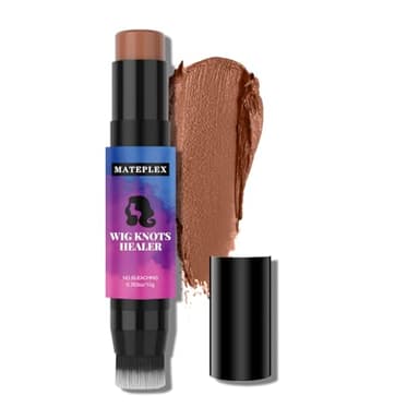 MATEPLEX Wig Knot Concealer and Healer, Brown-02, 5 Latest Colors, Sweatproof, Portable, Double-head for Lace Wigs Frontal Part & Hairline, Stick with Brush, Makes Wigs Look Natural, Natural Material