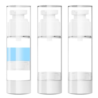 GIVITASOT 1OZ/30ML Airless Pump Bottles, 3 Pack Lotion Dispenser Travel Size Pump Bottles, Vacuum Cosmetic Travel Bottle for Lotion, Creams, Foundation, Cosmetic, with Labels, Wooeden Stick