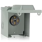 WELLUCK RV Power Outlet Box | 50A 125/250V, NEMA 14-50R Receptacle | Enclosed & Lockable | Weatherproof Plug for Travel Trailer, RV Camper, Generator Temporary Hookup