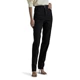 Lee Women's Missy Relaxed-Fit Side Elastic Tapered-Leg Jean, Double Black, 14