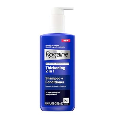 Rogaine Men's Thickening 2 in 1 Shampoo + Conditioner, Hair Thickening Shampoo & Conditioner with Rosemary Oil, Keratin & Citric Acid Leaves Hair Visibly Thicker, Not Minoxidil, 8.4 fl. oz