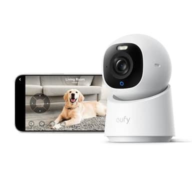 eufy Security 4K UHD Indoor Camera E30,360° Pan Tilt,AI Auto Tracking,Color Night Vision,Pet/Baby Camera with Two-Way Audio,AI Human/Pet Detection,Works with HomeKit,No Monthly Fee, White