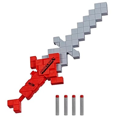 Nerf Minecraft Heartstealer Toy Sword, Blasts Darts, Includes 4 Elite Foam, Design