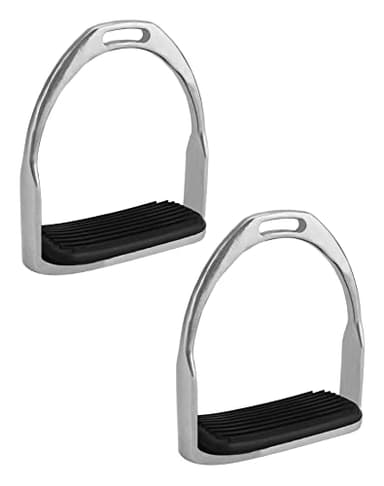 QWORK Horse Riding Stirrups, Hose Saddle, Safety Stirrup, Stainless Steel English Riding Protection Saddle, Knee Ankle Reduce Pressure, 1 Pair