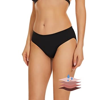 Leovqn Period Swimwear Bikini Menstrual Leakproof Swim Bottoms UPF 50+ Waterproof Brief Light Flow for Women Girls Teens New Black