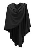 PULI Womens Large Cross Front Poncho Sweater Wrap Topper Knitted Elegant Shawls Cape for Fall Winter
