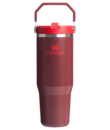 STANLEY IceFlow 2.0 Flip Straw Tumbler with Handle 30 oz | Twist On Lid and Flip Up Straw | Leak Resistant Water Bottle | Insulated Stainless Steel | BPA-Free | Cranberry