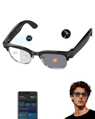 MNVOEQ AI Smart Glasses with 4K Camera/Video Recording/Bluetooth for Men & Women/Hands-Free Recording Glasses with Audio, AI-Powered Wearable Tech/First-Person Camera/Travel/Bussiness/Sports/Drive