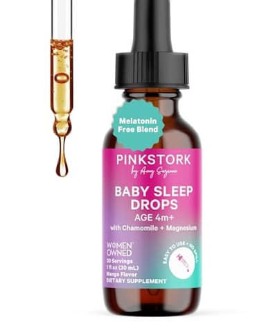 Pink Stork Baby Sleep Drops, Naturally Support Sleep Without Melatonin for Infants, Toddlers, and Kids, Aid Sleep with Chamomile and Magnesium, Baby Essentials for Bedtime, 1 oz, 30 Servings