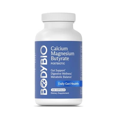 BodyBio Butyrate - Postbiotic for Gut Health, Digestive Support, Bloat, Gas & Constipation Relief, Leaky Gut Repair - Calcium, Magnesium + Butyric Acid Supplement for GI Wellness