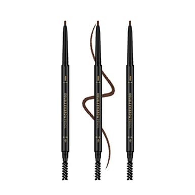 3 Pcs Waterproof Eyebrow Pencil Dark Brown, Premium Eye Brow Pencil Brn with Spoolie Brush, Longwearing for Perfect Brows, Professional, Precision, Defines, Universal Benefit Eyebrow Pencil, O'CHEAL