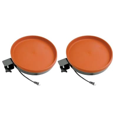 Farm Innovators BD-75 All-Season 3-in-1 Outdoor 14-Inch Heated Birdbath with 3 Mounting Options, 75 Watts, Terracotta (2 Pack)