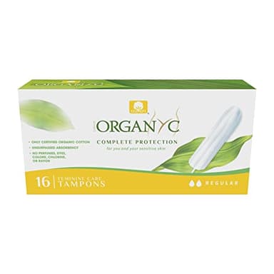 Organyc - 100% Certified Organic Cotton Tampons - No Applicator, Free from Chlorine, Perfumes, Rayon, and Chemicals - Normal, Regular, 16 Count (Pack of 1) (R00992)