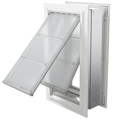 Endura Flap Pet Door for Walls in White | Energy-Efficient Double Flap Design for Wall Installations | All-Weather Protection with All-Metal Telescoping Tunnel | White, Large, Double Flap