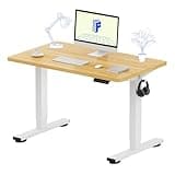 FLEXISPOT EN1 One-Piece Standing Desk 40 x 24 Inches Height Adjustable Desk Electric Sit Stand Up Desk Home Office Desks Computer Workstation (White Frame + Maple Desktop)