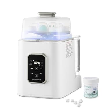 AURAKICH Baby Bottle Washer, Sterilizer & Dryer - All-in-One Pro Cleaning Machine with Fishbone Spray Arm, Self-Cleaning & AUTO Mode, Dual Water Inlet for Bottles, Breast Pump & Baby Essentials