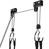 LINGVUM Kayak Hoist Lift Garage Storage with 125lb Capacity Overhead Pulley System for Kayak, Canoe, Bike, Ladder, Paddleboard, Black