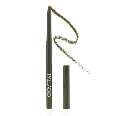Palladio Retractable Waterproof Eyeliner, Richly Pigmented Color and Creamy, Slip Twist Up Pencil Eye Liner, Smudge Proof Long Lasting Application, All Day Wear, No Sharpener Required, Olive