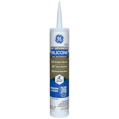 GE Advanced Silicone Caulk for Window & Door, Clear, 10 fl oz Cartridge, 1 Pack - 100% Waterproof Silicone Sealant, 5X Stronger Adhesion, Shrink & Crack Proof