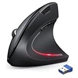 TechRise Ergonomic Mouse, 2.4GHz Optical Vertical Mouse with 5 Adjustable DPI Levels, Up to 4800 DPI, Silent Wireless Mouse with 6 Ergonomic Buttons for Laptop, Desktop, PC, MacBook - Black