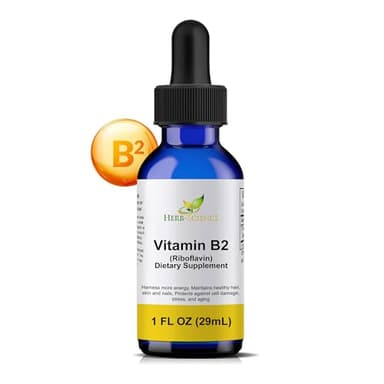 Herb-Science Vitamin B2 Supplement - Riboflavin Drops Liquid Extract - for Headache Relief, Natural Energy - Support for Hair, Skin, Nail Health,Collagen Production - Non-Alcoholic - 1 Fl.oz.
