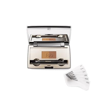 Fab Brows Duo Eyebrow Kit, Ultimate Brow Stencil Kit with Compact Powder Mirror and Eyebrow Shaper, Waterproof Eyebrow Makeup Kit Contour Palette, Eyebrow Cosmetics, (Light/Medium Brown)