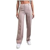 Women Jeans Stretchy, New Ssolid Color Business Pants Fashion Straight-Leg Trousers Slim Fit Trousers with Pockets Tummy Control Jeans for Pantalones Rotos para Mujer MNG Jeans (XS, Light Purple)