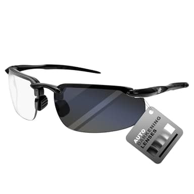 Birdz Skyline Auto-Darkening Safety Glasses Photochromic Transitional Sunglasses Black w/Anti-Fog and UV Protection ANSI Z87.1+