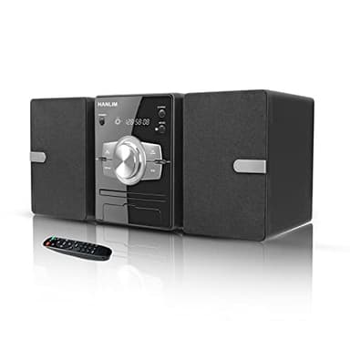 Home Stereo System with CD Player, FM Radio, Bluetooth, AUX in, USB in, Earphone Jack, Remote Control Included, 30W HiFi Shelf Stereo System