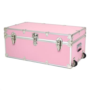 Rhino Trunk & Case Large Essential Trunk With Wheels 32”x18”x14”, 1000+ lbs Capacity - Many Colors. Strong, USA Made Summer Camp Footlocker, and Secure College Dorm Storage Chest