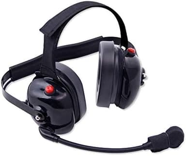 Rugged Behind The Head Headset for Dual Two Way Handheld Radios Racing Radios with Dual Push to Talk and Two 5-Pin Input Jacks