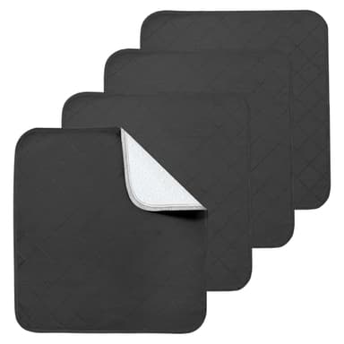 Waterproof Chair Pads for Incontinence, 4 Pack Reusable Seat Protector Pads 22" x 21", Washable Chair Protector Seat Cover, Non-Slip Absorbent Incontinence Pad for Bed, Wheelchair, Kid & Pet - Black