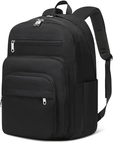 FOKDUVB Backpack for Middle High School Teen Boys Girls Large College Bookbag with Laptop Compartment Back to School Book Bags Mochilas Escolares para Niños Niñas Adolescentes (Black, Solid)