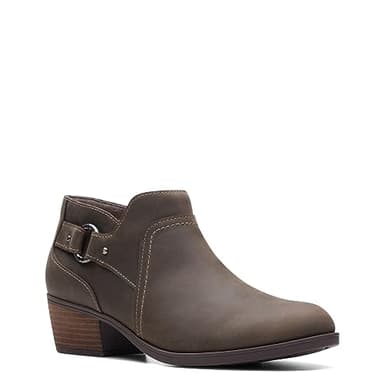 Clarks Women's Charlten Grace Ankle Boot, Taupe Oily Leather, 9 Medium US