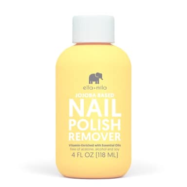 ella+mila Jojoba Nail Polish Remover - Non-Acetone, Non-Toxic Fingernail Polish Remover for Natural Nails - Vegan, Gentle Formula with Jojoba Oil & Vitamins A, C, E (4 fl oz)