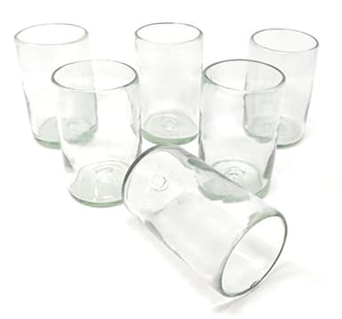 Dos Sueños Hand Blown Mexican Drinking Glasses – Set of 6 Natural Clear Glasses (14 oz each)