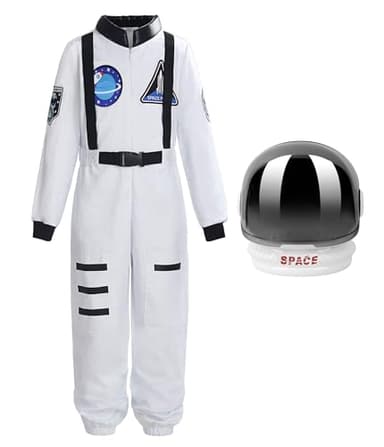 ReliBeauty kids girls boys Astronaut Costume with Space Helmet，7-8/130