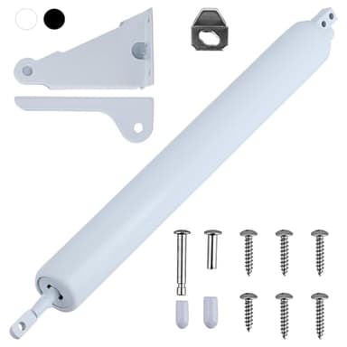 Storm Door Closer,1 Set Screen Door Closer,Pneumatic Door Bracket, Window Closer Safety Closure with Hold Open for Storm(White)