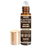 Untamed Organics 100% Organic Castor Oil Roll On For Eyebrows, Lips, Under Eyes, Eyelashes, Cuticles - Mess Free Roller Ball - Certified Organic, Cold Pressed, Hexane Free - Travel Sized Glass Bottle