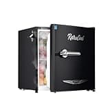 Upstreman 1.7 Cu.Ft Retro Mini Fridge, Low Noise, Energy Saving, Adjustable Thermostat, Single Door, Side Bottle Opener, Metal Handle, Compact Refrigerator for Office, Bedroom, Dorm-FR17 PRO (Black)