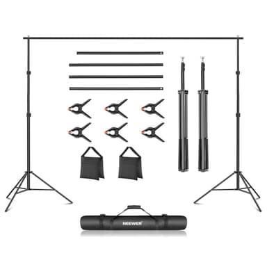 Neewer Photo Studio Backdrop Support System, 10ft/3m Wide 6.6ft/2m High Adjustable Background Stand with 4 Crossbars, 6 Backdrop Clamps, 2 Sandbags, and Carrying Bag for Portrait & Studio Photography