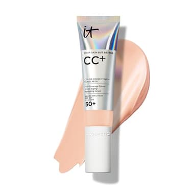 IT Cosmetics CC+ Cream (Fair Light) - Natural Full Coverage Foundation With SPF 50+, Color Corrector & Anti-Aging Hydrating Serum, Hyaluronic Acid + Peptides, Lightweight - 1.08 fl oz