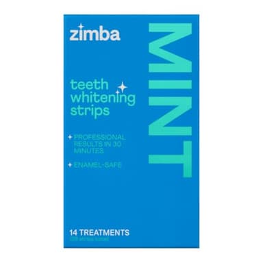 Zimba Teeth Whitening Strips Vegan Whitening Strip Enamel Safe Teeth Whitening Hydrogen Peroxide Teeth Whitener for Coffee, Wine, Tobacco, and Other Stains, 28 Strips (14 Day Treatment), Mint